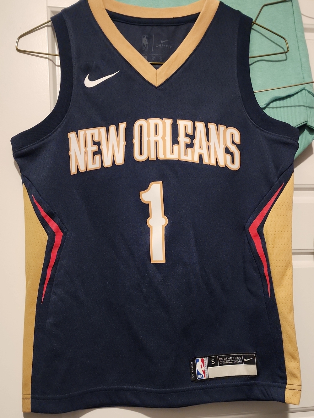 Nike New Orleans Navy and Gold Basketball Jersey #1